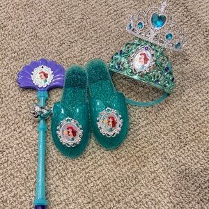 Toddler Ariel Princess Dress-Up Set with Shoes, Wand, and Tiara.